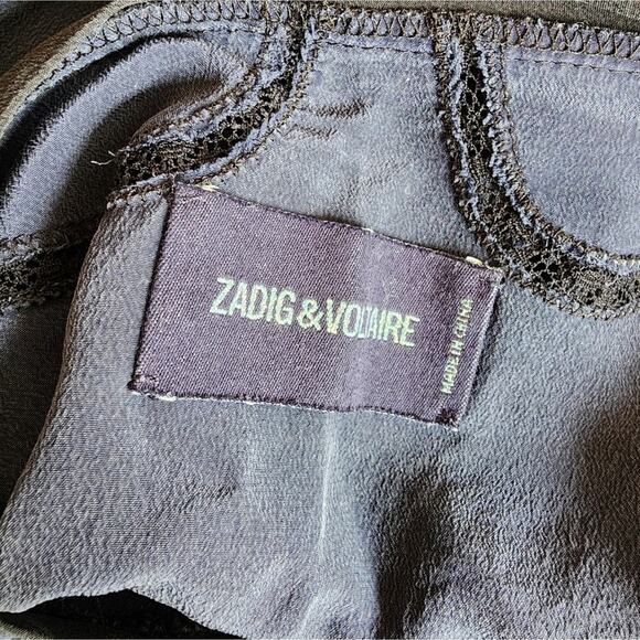 ZADIG & VOLTAIRE NAVY LOVE IS SILK DRESS SIZE SMALL - Picture 5 of 6